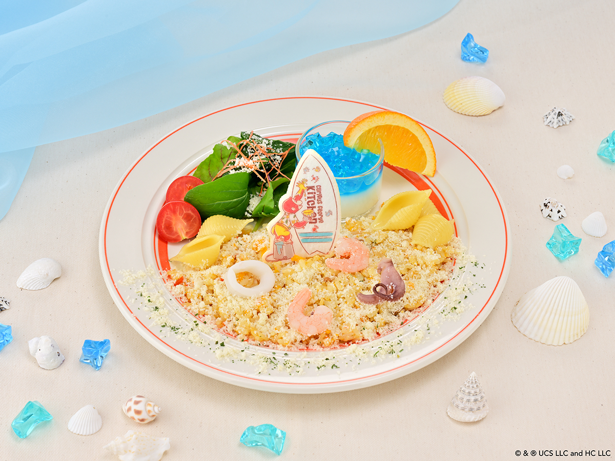【7/18～提供】サーフボードにペタペタ！砂浜のようなシーフードピラフプレート 